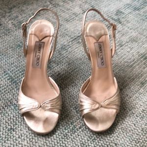 Jimmy Choo Sandal in Metallic Napa Gold, Sz 37